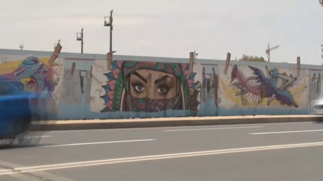 Giant murals decorate Rabat streets
